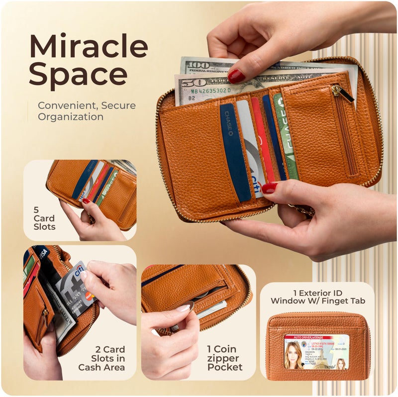 Claasico Bifold Wallet for Women RFID Blocking | Genuine Leather Zip Wallet & Ladies Coin Pocket | Stylish Credit Card Holder | Travel Wallet with Anti-Theft Protection - Image 2